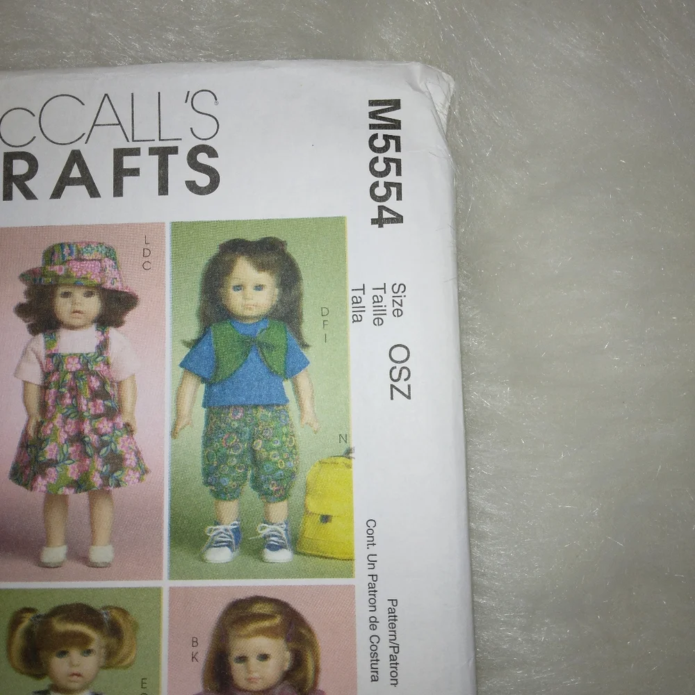 MCCALL'S M5554 Outfits for American Girl Doll and other 18